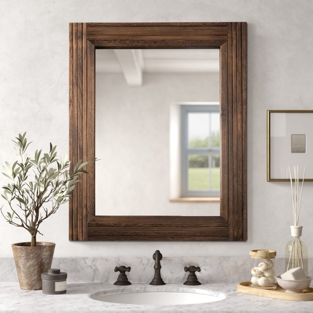 Wooden frame mirror for modern interior decor