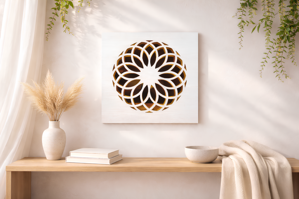 Wooden wall decor for modern living room interiors