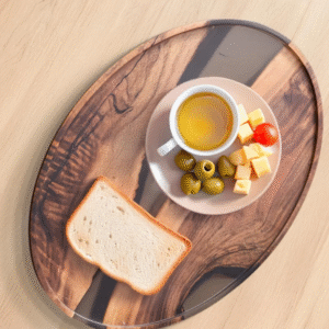 Resin and Wood Tea Tray – Modern Serving Design