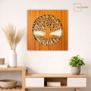 Tree of Life wooden wall art with LED backlight for home decor