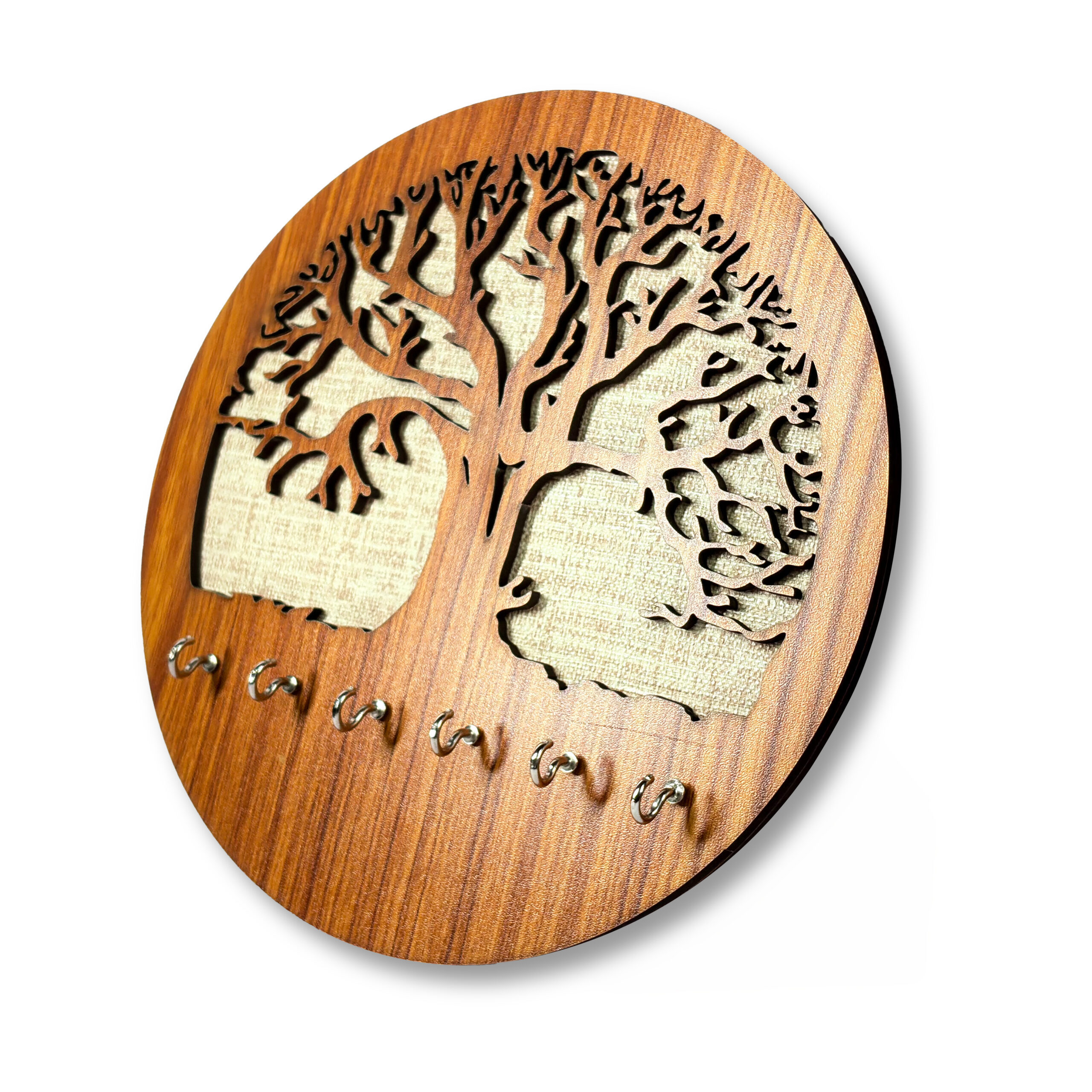 MDF Wooden Tree Design Key Holder with Steel Hooks - Image 2