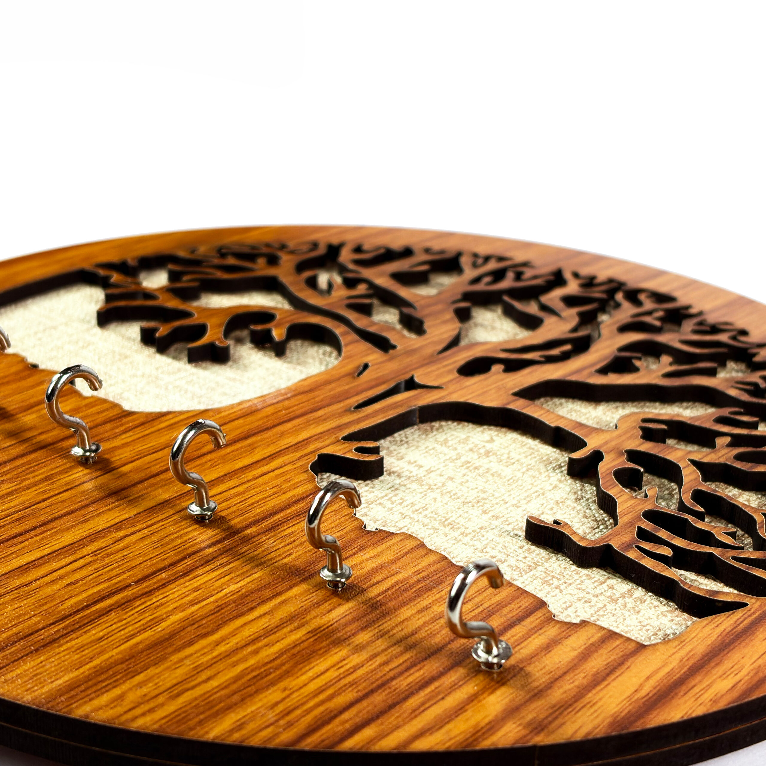MDF Wooden Tree Design Key Holder with Steel Hooks - Image 3